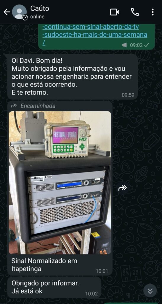 ITAPETINGA | SINAL NA TV SUDOESTE VOLTA, APÓS INTERVENÇÃO DO SUDOESTE HOJE