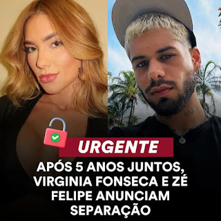 Virgínia Fonseca e Zé Felipe anunciaram nesta terça-feira (27) o fim do casamento.