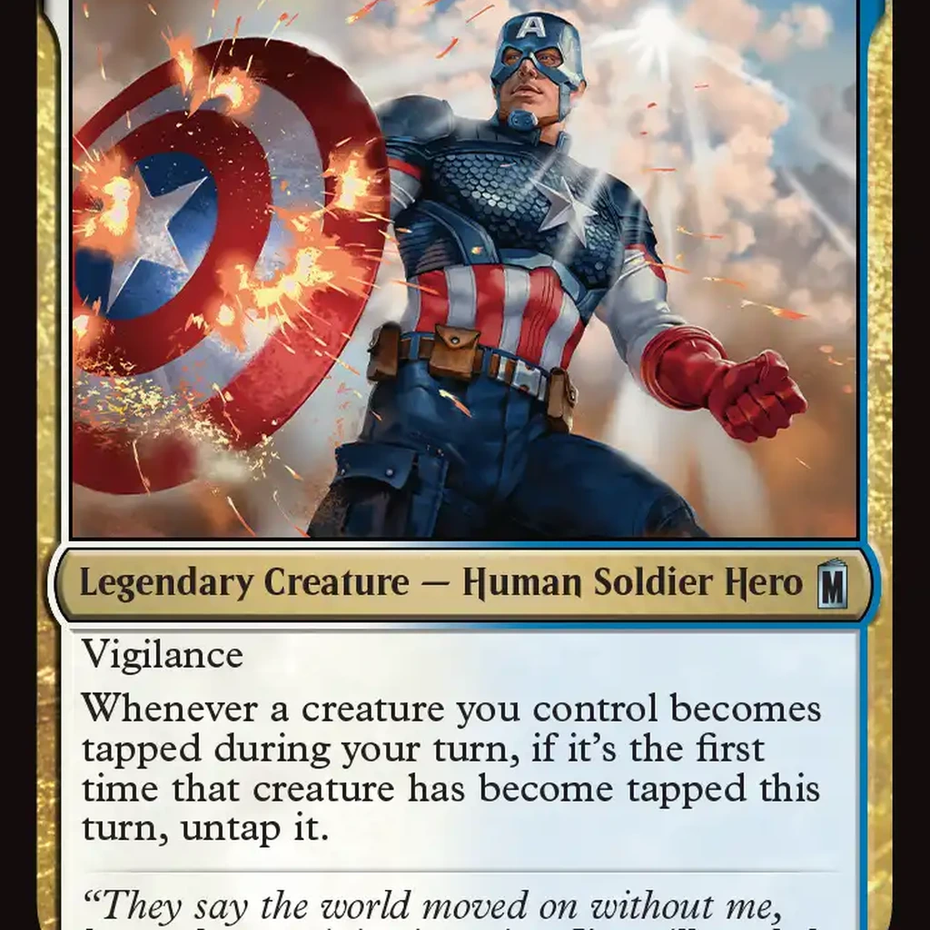Carta Captain America, Living Legend do set Magic The Gathering Marvel Super Heroes - Captain America como criatura lendaria no card game