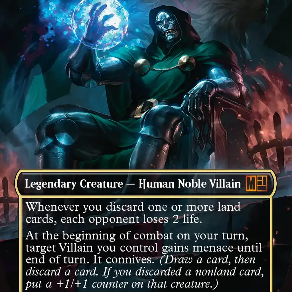 Carta Doctor Doom, King of Latveria do set Magic The Gathering Marvel Super Heroes - Doutor Destino como comandante lendario