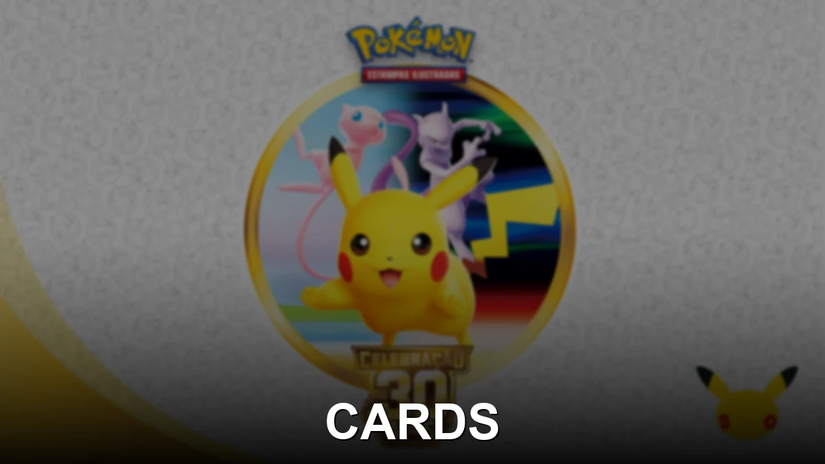 Cards - Celebração de 30 Anos do Pokémon TCG lançamento 16 de setembro Pikachu foil Rara Futurista pré-venda Brasil