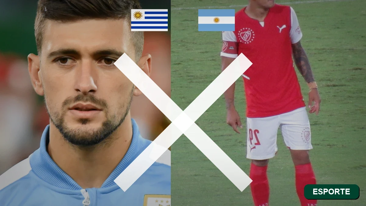 Composição com Arrascaeta do Flamengo e Lucas Romero do Cruzeiro com bandeiras do Uruguai e da Argentina, classificação rubro-negra na Libertadores em agosto de 2026